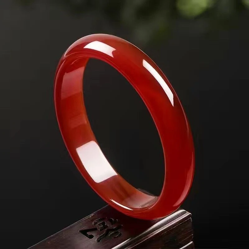 Nature Red Agate Bangle Fine Onyx Bracelet Energy Amulet Gift Accessories Case Size For 56-62