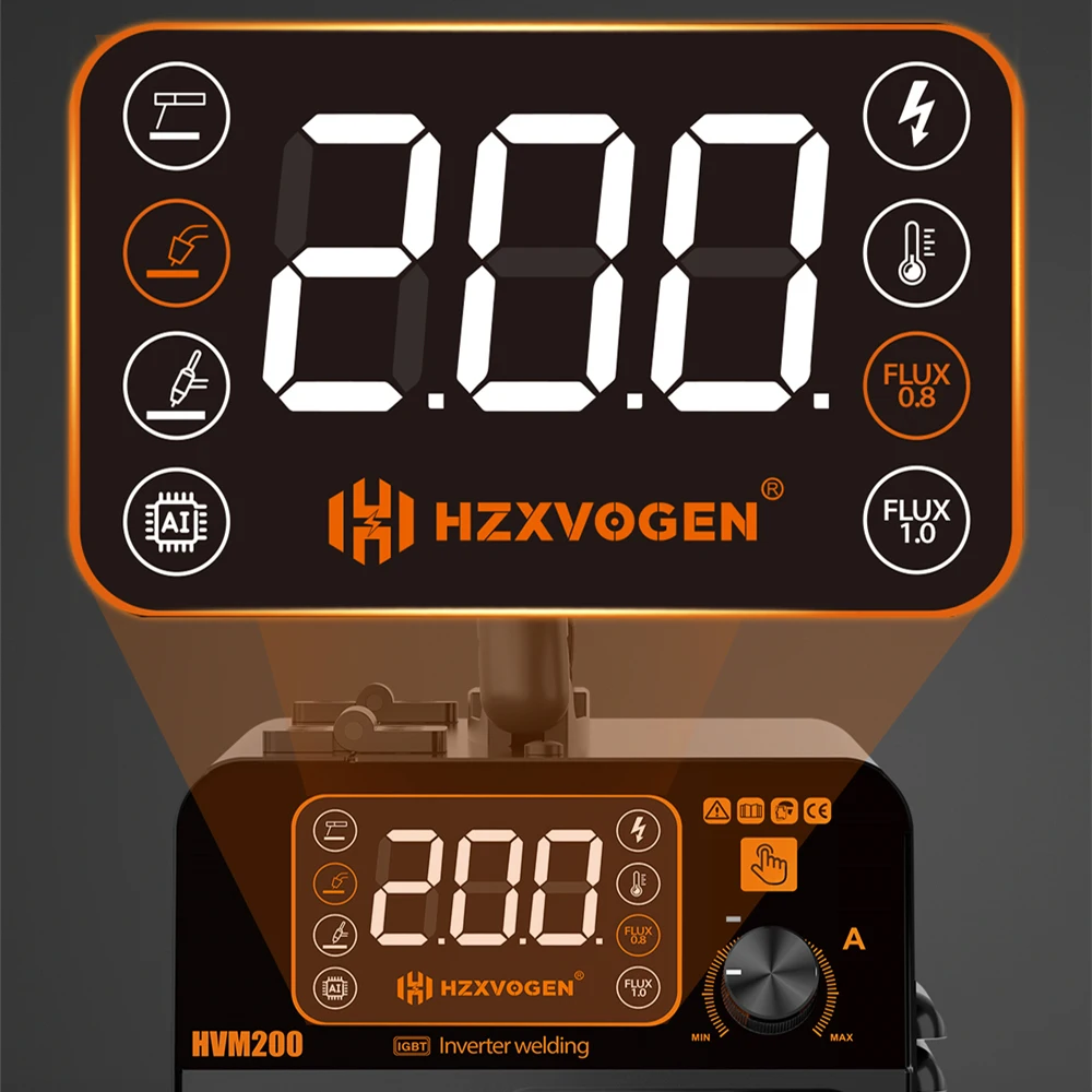 HZXVOGEN Saldatrice semiautomatica 3 in 1 MIG/TIG/MMA con torcia TIG WP17V, saldatrice inverter IGBT HVM200, strumento Synergy, saldatrice MIG senza gas per saldatura a gas, saldatrice per ferro senza