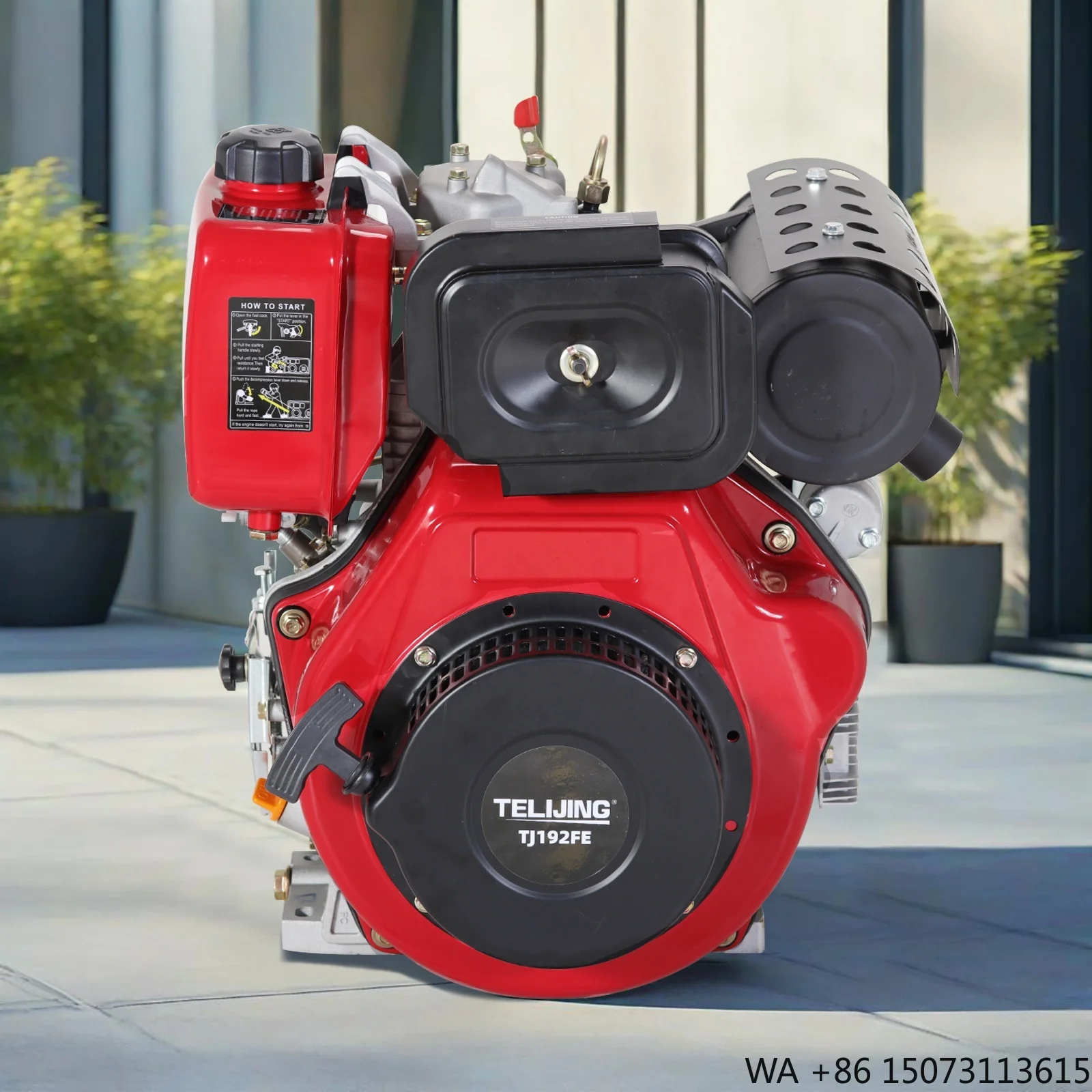 Двигатель TJ192F — одноцилиндровый, 12 л.с., OHV, 4-тактный, с принудительным воздушным охлаждением (3600 об/мин)