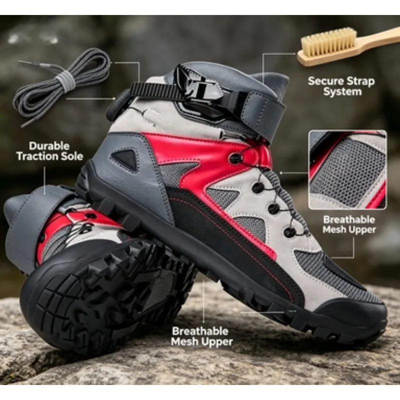 

Microfiber Leather Biker Boots New Off-road Recreational Protection Fall Resistant Waterproof Racing Men's Non-slip Biker Shoes