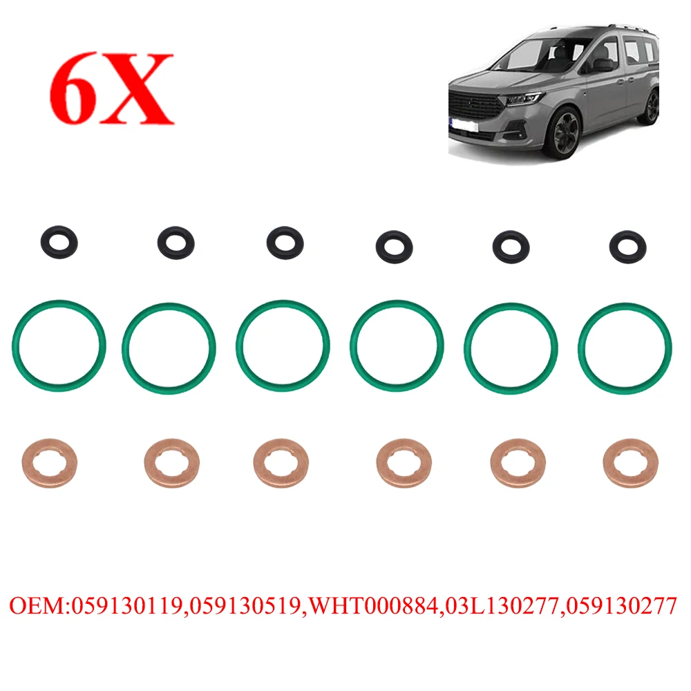 Set of 6 For Audi SEAT Skoda Volvo VW  CUPRA Ford Copper Porsche Gasket O-ring Seal Repair Kit 2.0 2.7 3.0 Car Replacement Parts