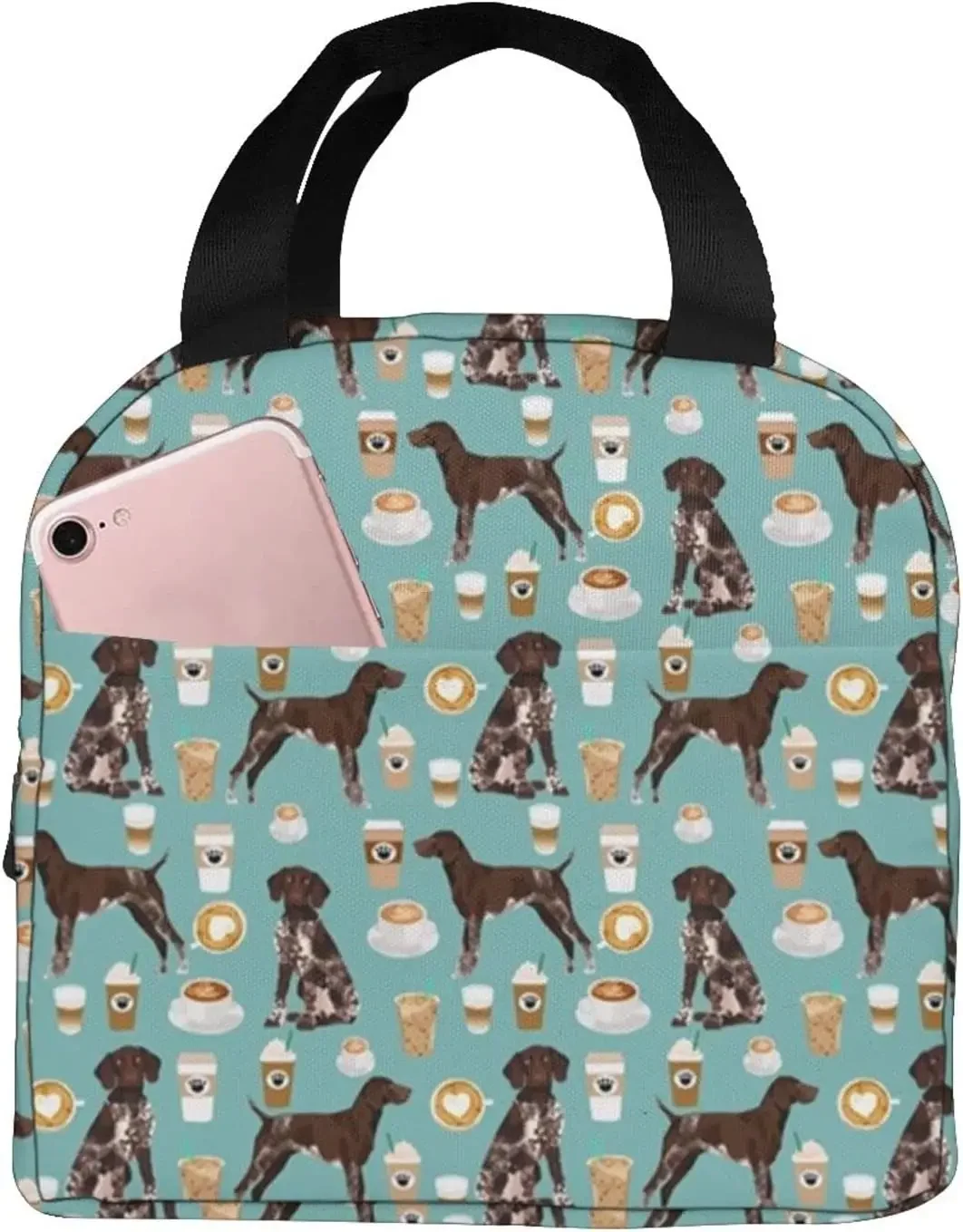 

German Shorthaired Pointer Coffee Design Cute Dogs Dog Design Lunchbox Insulated Thermal Black One Size