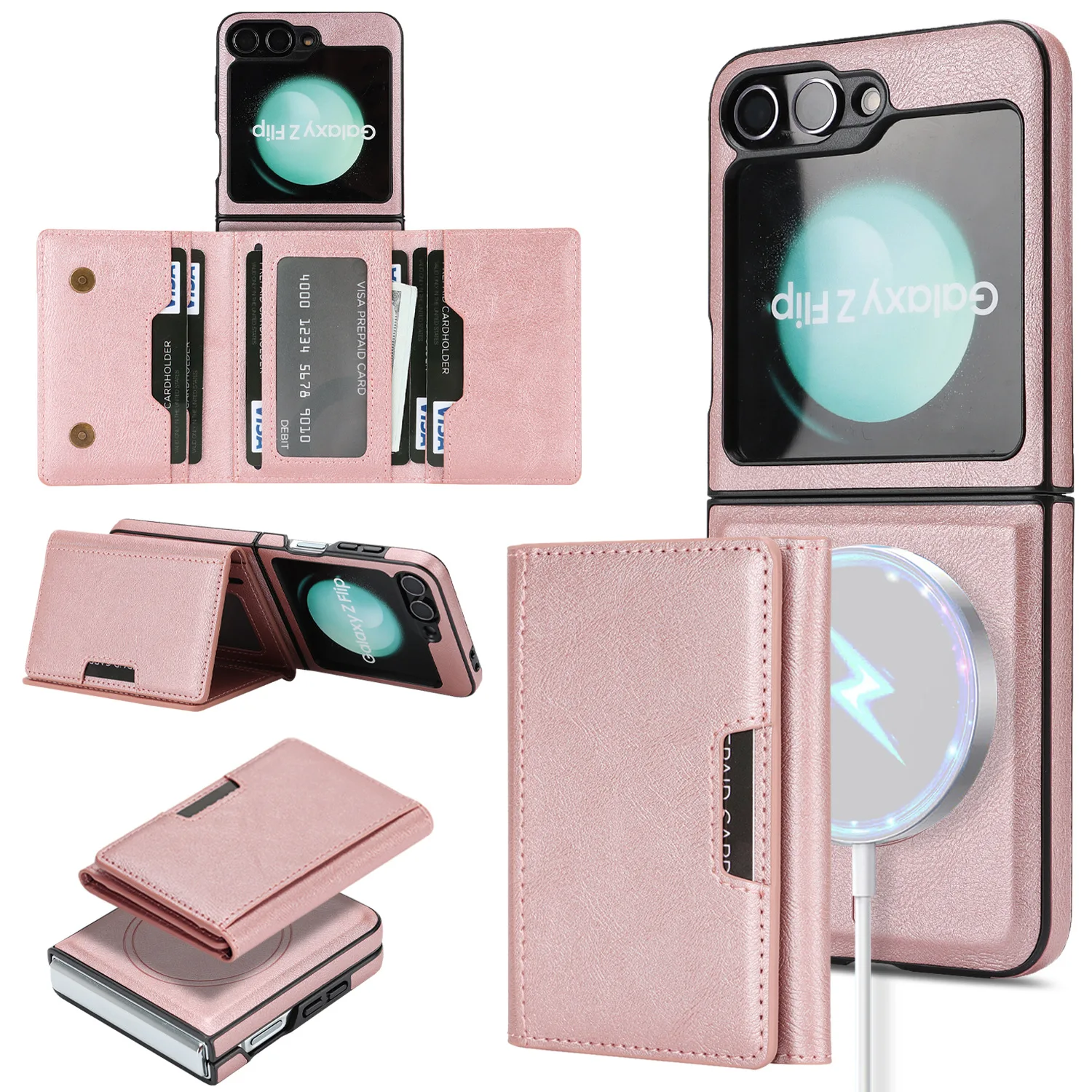 Applicable to Samsung Z Flip 7 wireless charging phone case, MagSafe magnetic card holder, Fold 7 side-mounted inner fabric