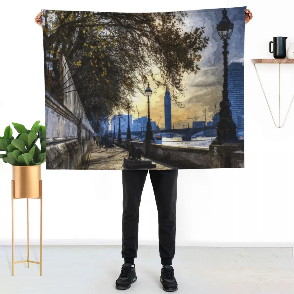 River Thames Path Art Throw Blanket Warm Throw Blanket Gift for Anniversary