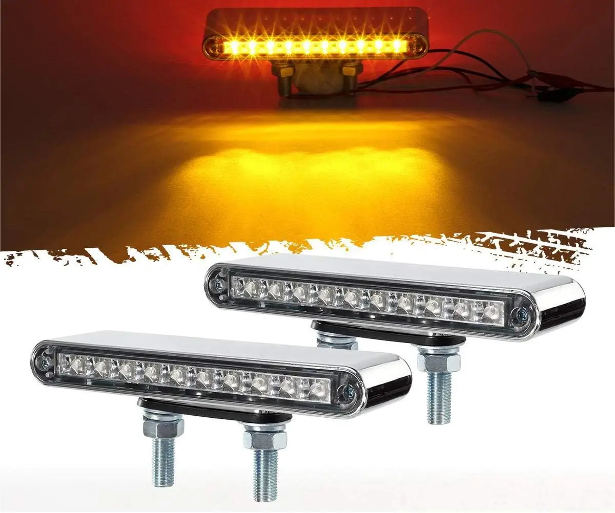 

2Pcs 6.5' Double Face Truck Trailer Light Bars 10LED Red/Amber Waterproof with Dual Studs 12V