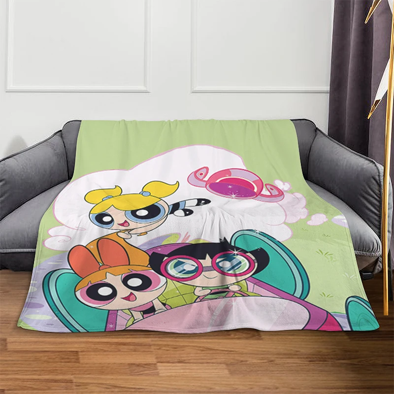 Camping Blanket A-The Powerpuff Girlss Sofa Winter Microfiber Bedding Fluffy Soft Blankets Warm Knee Fleece Custom Nap Blanket