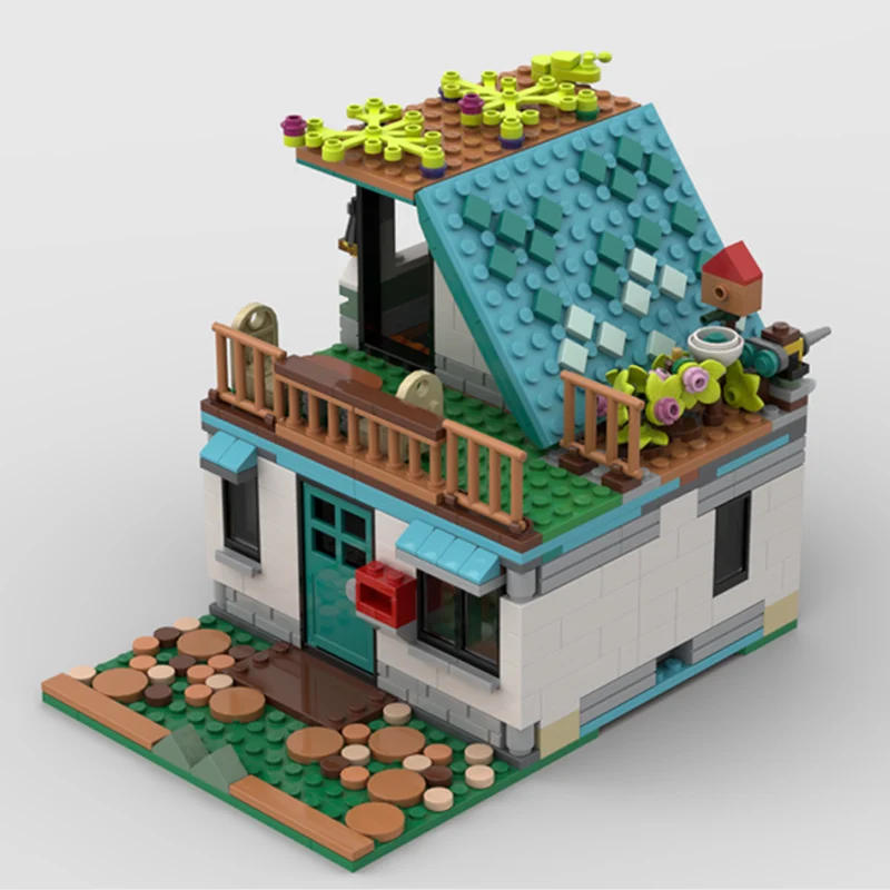 City Street View Model MOC Building Bricks House Residential Modular Technology Children Holiday Gifts Assemble Toys Suit