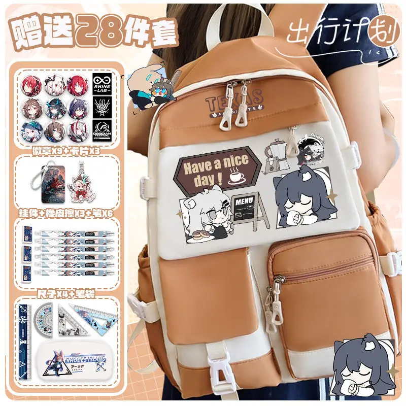 Arknights Merchandise 2024 New For Men And Women Students Simple Large Capacity Double Shoulder Bag Versatile Spine Protection A