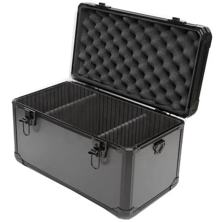 

Durable and Sturdy Box Black Portable Hard Case Toolbox Aluminum Alloy Tool Storage Box Portable/strap Medical Box