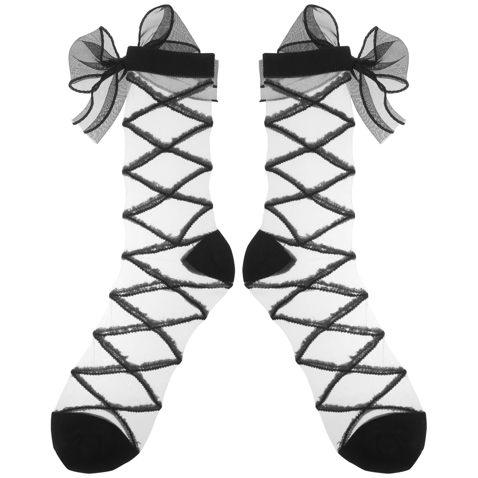 1 pièces 1 paire mince dentelle garniture cheville mignon été nœud maille mince mode femmes chaussettes d'été pour les femmes Lolita Tulle chaussettes pour