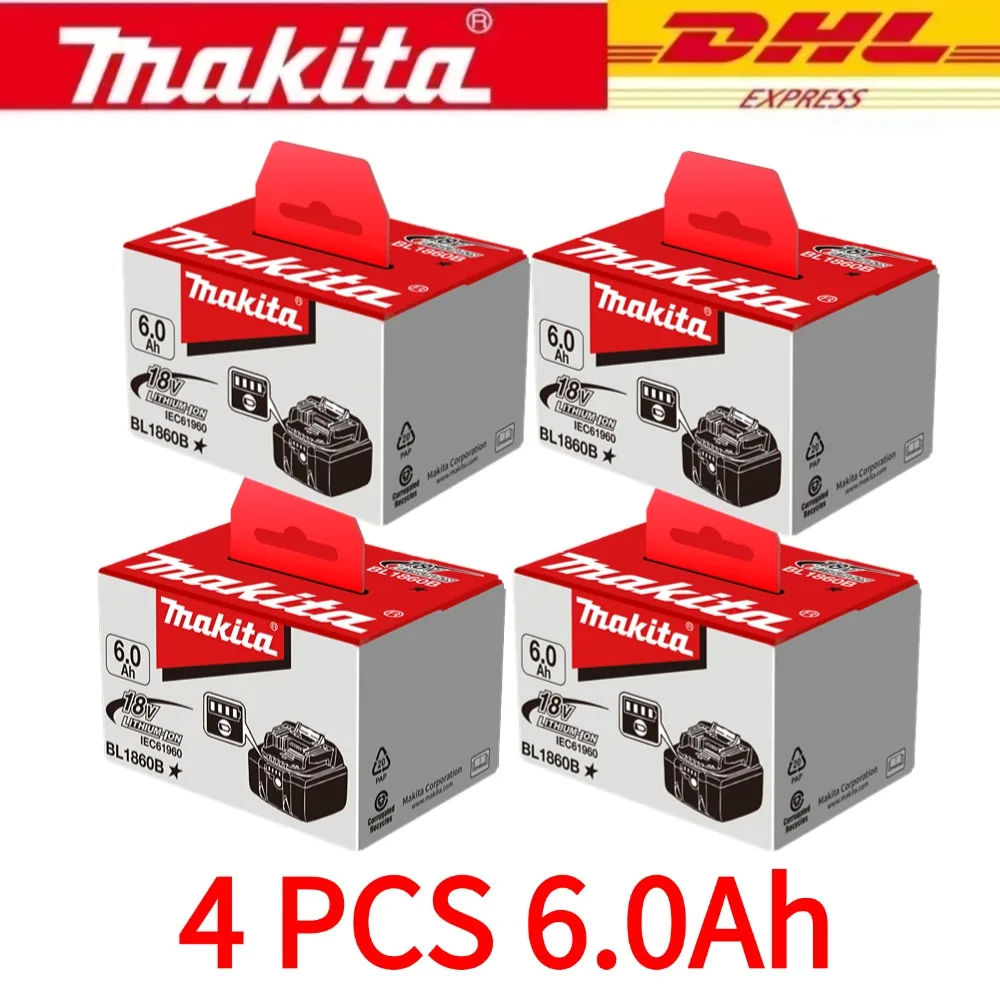 

DHL Ship With Charger BL1860 Rechargeable Battery 18V 6.0Ah Lithium Ion for Makita 18v Battery 6Ah BL1850 BL1880 BL1860B LXT400