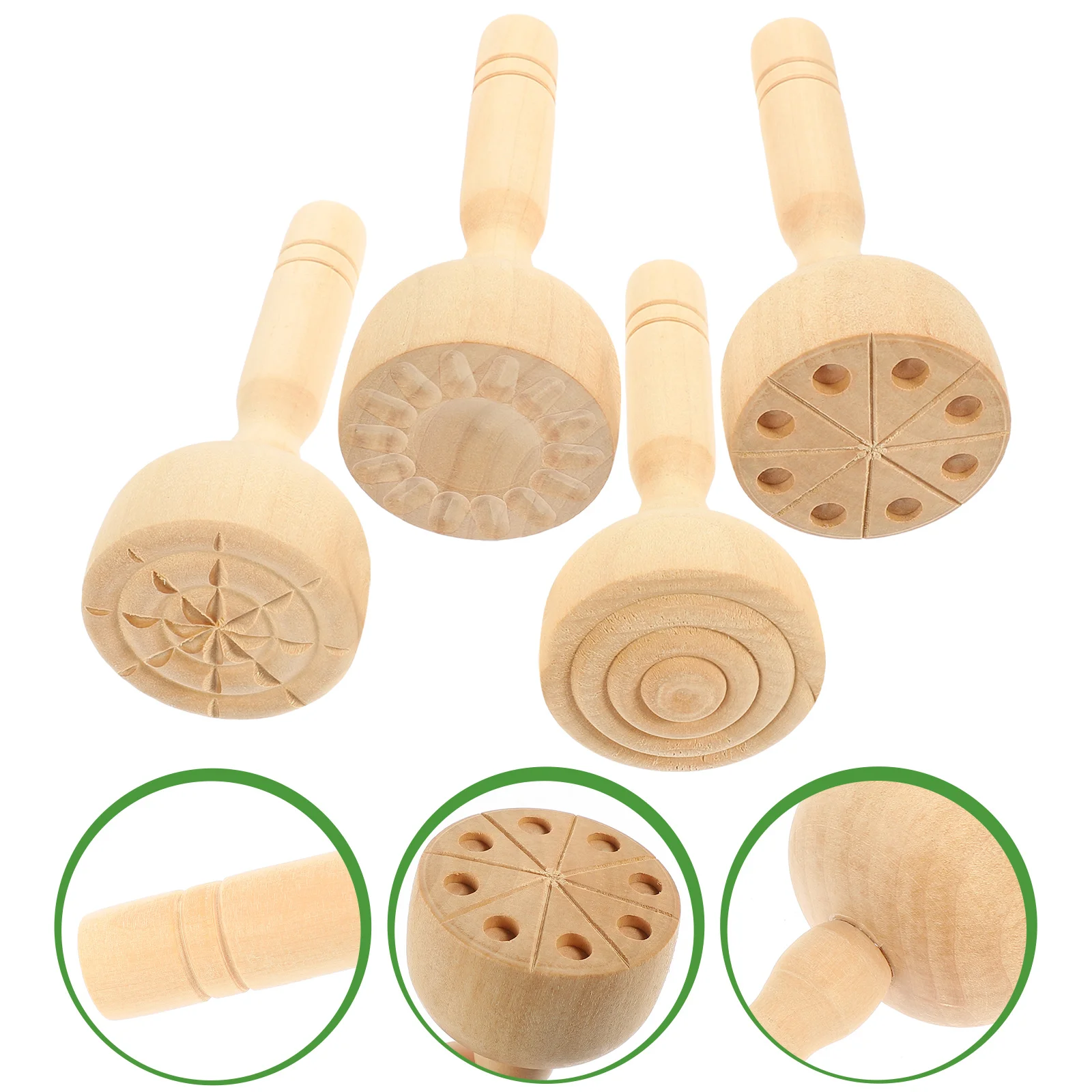 4 قطعة قوالب الطين الخشبية دائم العملي الاطفال الطين أدوات حرفية الإبداعية DIY نمط Stamps الاطفال قوالب خشبية DIY بها بنفسك أدوات الحرف اليدوية #5