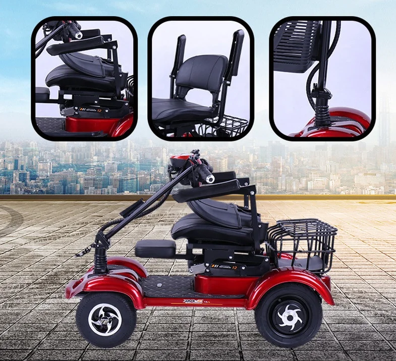 

China Factory New Lightweight Folding 4 Wheel Electric Mobility Scooter For Adult Handicap And Disabled