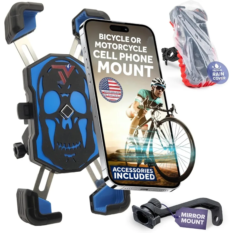 

Bike Phone Holder for Motorcycle and ATV Accessories with Mirror Mount and Rain Cover Universal Cell Phone Mount Compatible wit
