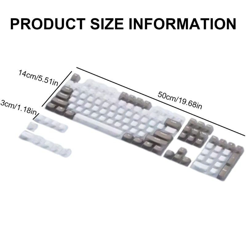 Highly Transparent Keycaps Stylish PC MDA Keycaps 114Keys for 61/64/68/84/85/87/98/100/104/108 Mechanical Keyboards