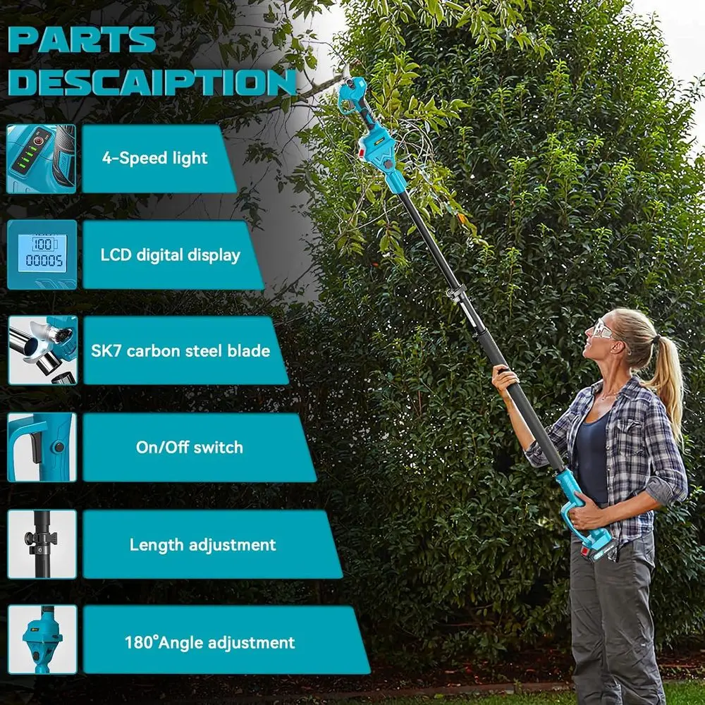 Sécateur électrique compatible avec batterie Makita, sécateurs pour le jardinage, diamètre de coupe de 1,5 à 2 pouces avec 2 batteries 2,0 Ah