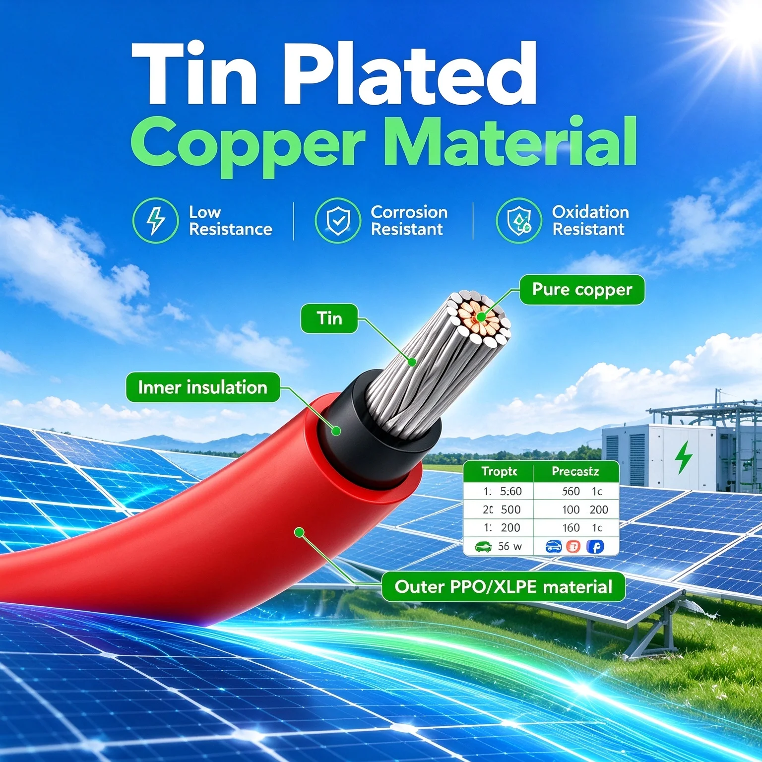 10AWG 12AWG Braided PV Extension Cable, Flexible Solar Wire for RV, Boat, Camper & Off-Grid Marine Solar Panel
