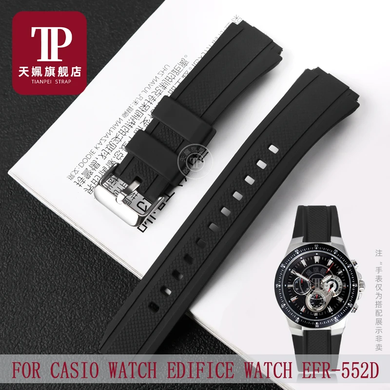 For CASIO watch Edifice watch EF-552D -1AVUDF watchband EF552 EF-552 Waterproof Rubber Watch Strap Silicone Bracelet Men's Strap