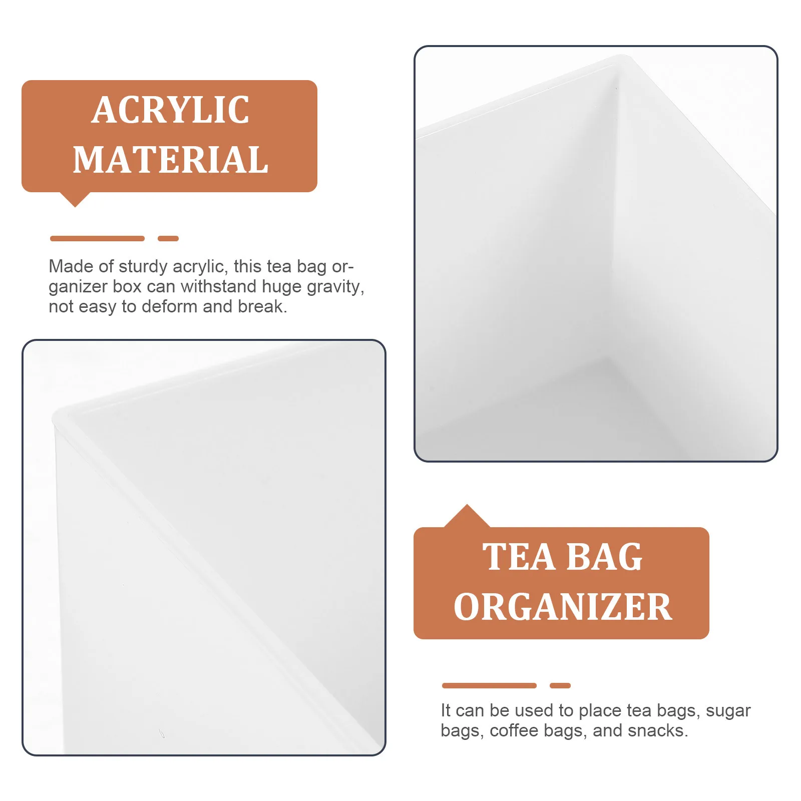 

1pc Bag Organizer Acrylic Transparent Storage Box For Coffee Bags Tea Packet Desktop Compartment Holder Clear Tea Box Chest