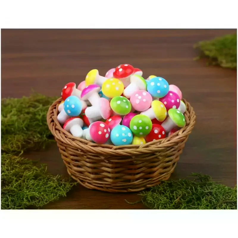 Mini Foam Mushroom Ornaments 50Pcs Colorful Mushrooms for Home Decor and Garden Pots Decoration