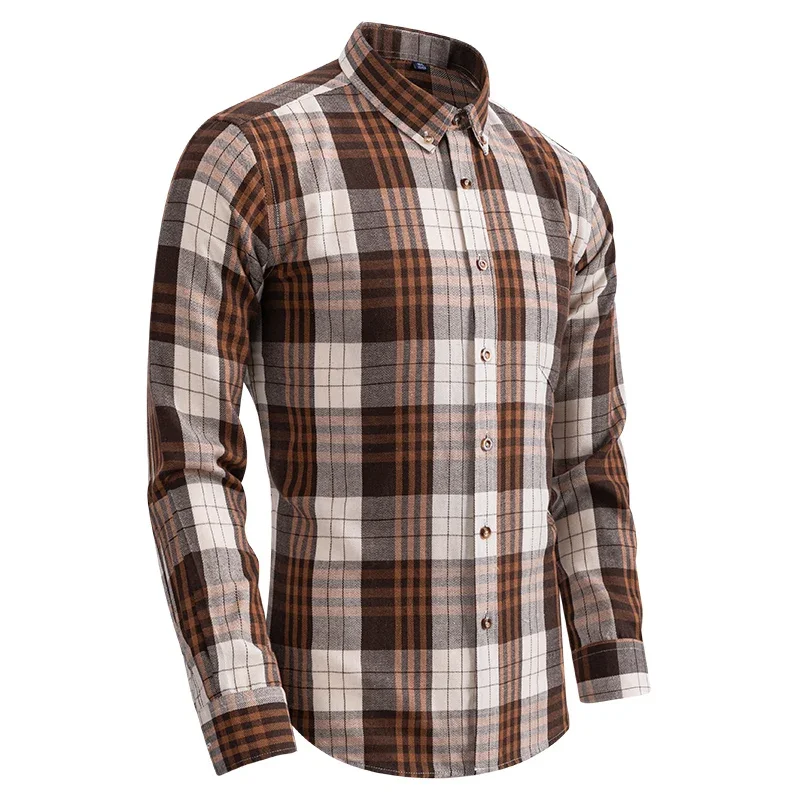 New in shirt plus size 100%cotton long-sleeve shirts for men slim fit casual shirt elegant plain shirt soft office plaid clothes