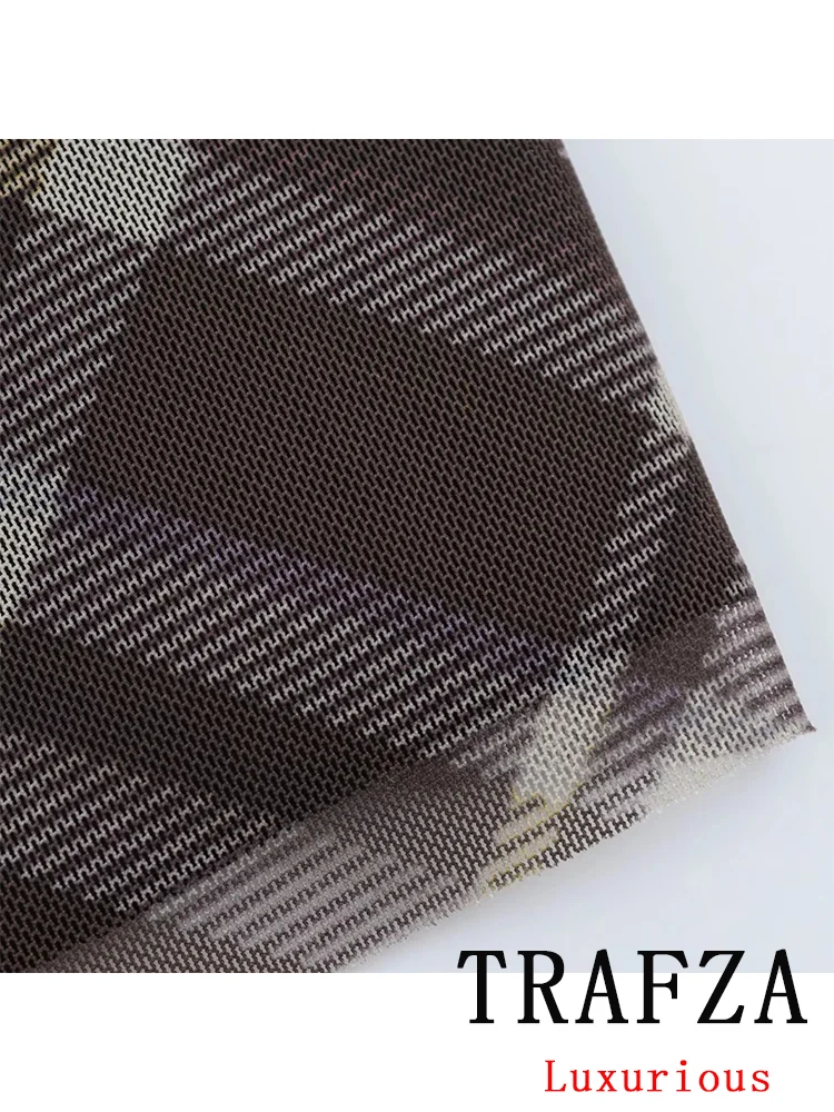 TRAFZA Vintage Casual Women Skirt Plaid Button Lace-up Long Straight Skirt New Fashion 2025 Spring Summer Holiday Long Skirt