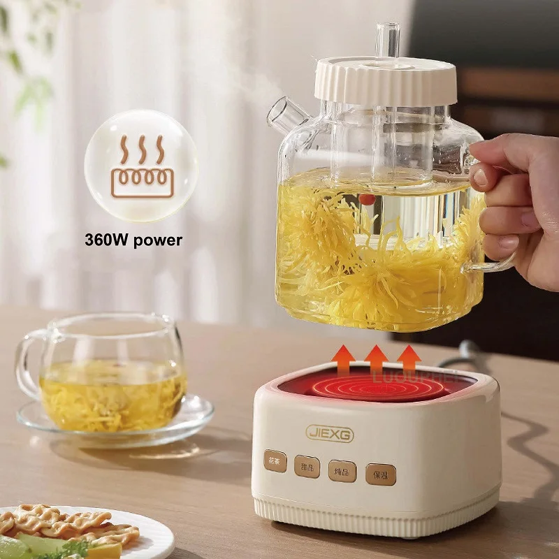 1L Multifunctional Health Cup Travel Electric Kettle Mini Electric Stew Cup Smart Office Glass Flower Teapot Auto Keep Warm 220V