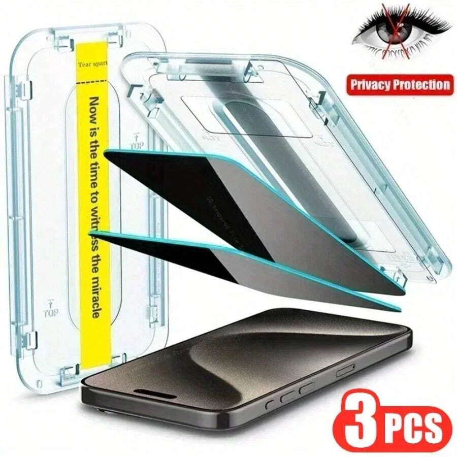 TACHUN 3Pcs Ultra HD Screen Protector For iPhone 15 14 13 12 11 Pro Max Corning Glass Anti Spy Full Tempered Glass Protection