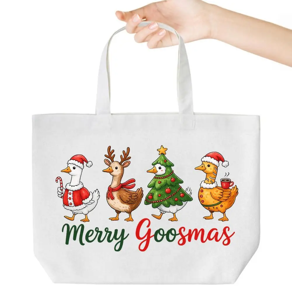 

Большая сумка Santa Goose. Забавный рождественский дизайн для продуктов и повседневного использования. Милый подарок на помолвку.