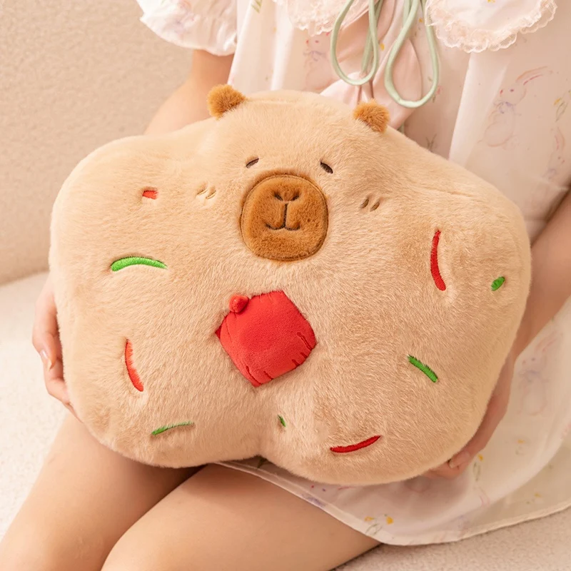 Christmas Pillow Capybara Gingerbread Stuffed Throw Plush Sofa Backrest Home Room Decro