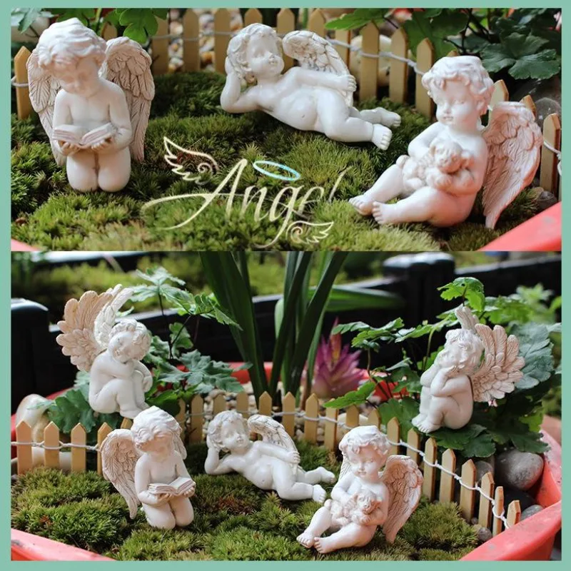 

5pcs/set New Angel Plugin Garden Little Girl Resin Flower Insert Decoration Micro Landscape Garden Statue Ornament