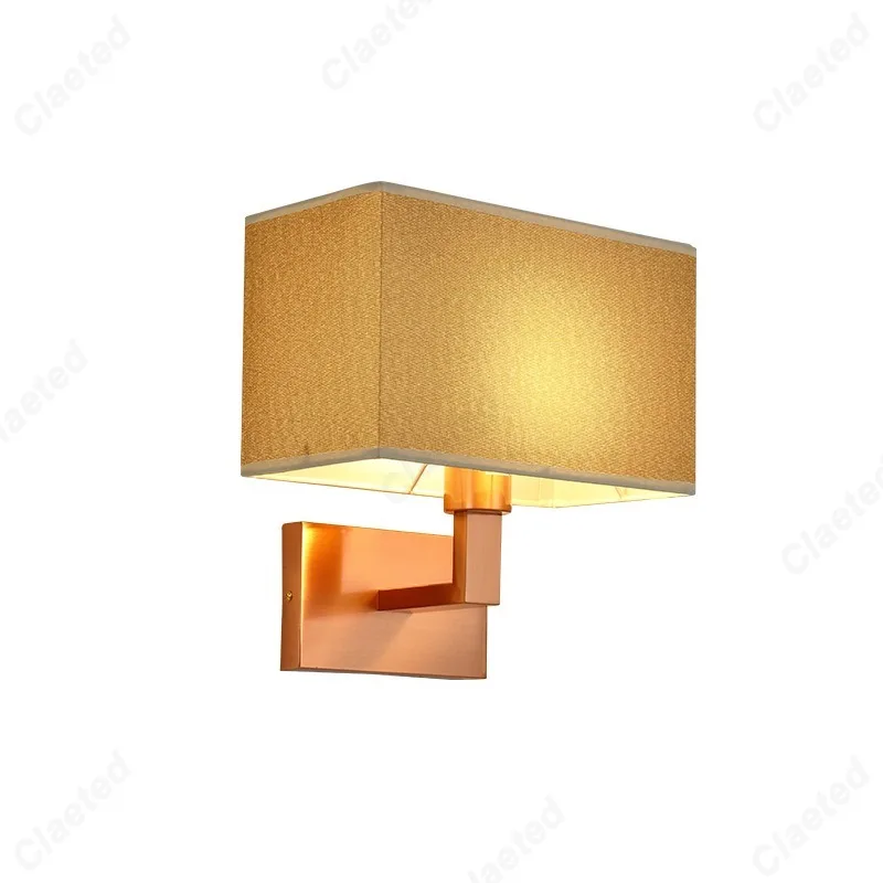LED Fabric Lampshade E27 Wall Light Adjustable Angle Spotlight Bedroom Bedside Reading Light Indoor Decorative Lighting Fixture