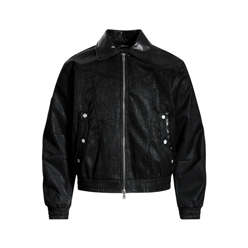 

Куртка-кардиган GXFortune в американском ретро-стиле с молнией, свободного кроя, унисекс, из полиэстера, с кожаными элементами, в байкерском стиле