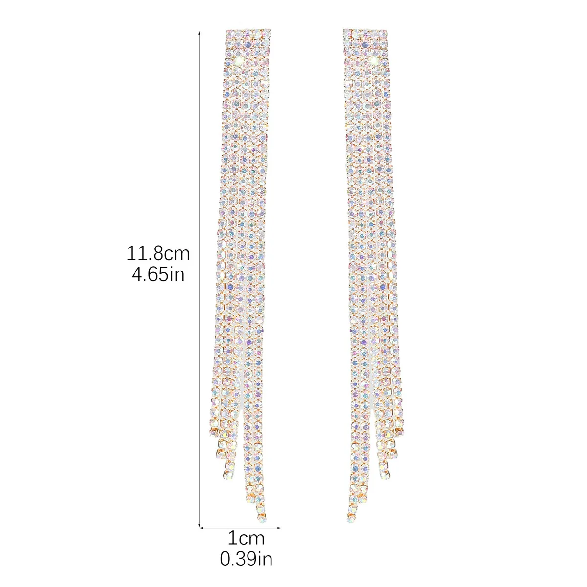 FYUAN Long Tassel Rhinestone Drop Earrings for Women AB Colourful Gold Silver Color Crystal Dangle Earring Party Wedding Jewelry