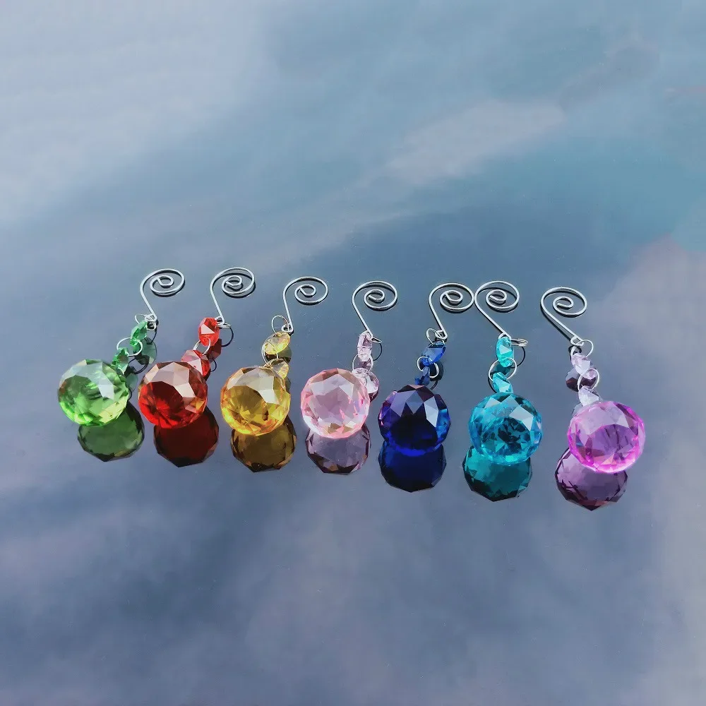 Chakra Crystal Suncatcher Chandelier Crystal Ball DIY Glass Crystals Prisms Pendants Hanging Ornament Home Wedding Decor