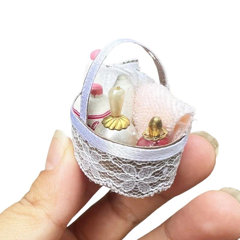 DIY Accessories 1:12 Dollhouse Miniature Toilet Towel Basket Portable Bathroom Supplies Home Model Decoration Toy