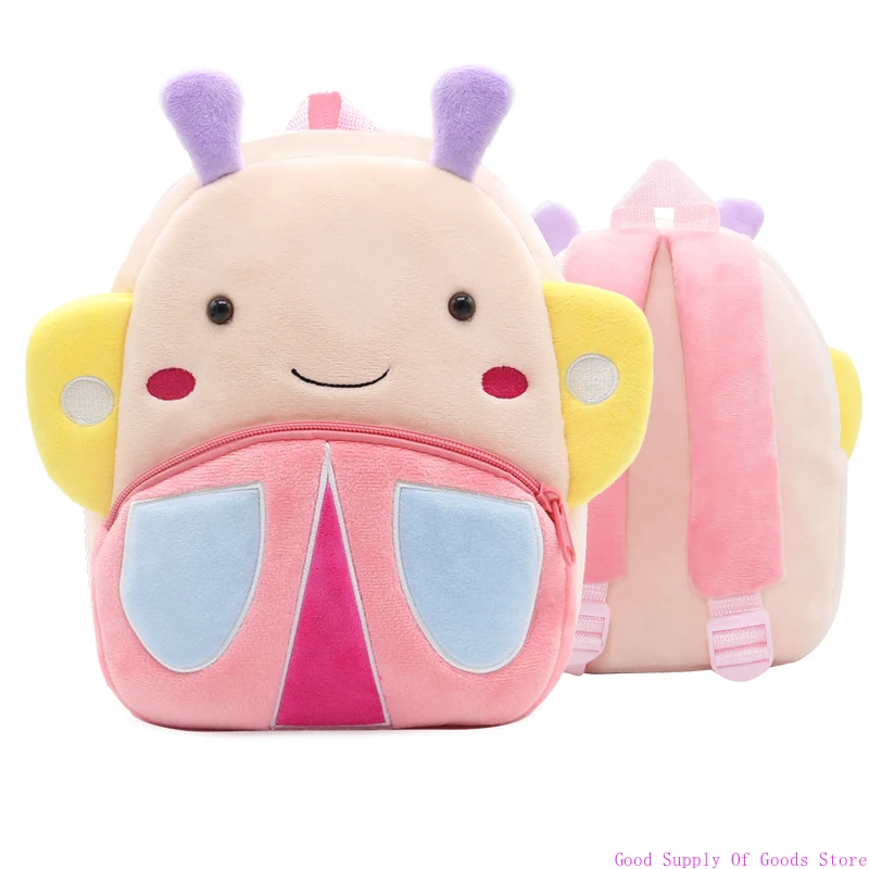 New Cute Girls School Backpack Cute Pink Butterfly Kids Plush Backpack Kindergarten School Bag