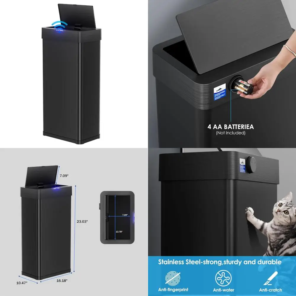 

Motion Sensor Trash Can, 13.2 Gallon Touchless Automatic Garbage Can, Brushed Stainless Steel Smart Bin with Bag Holder, So Easy