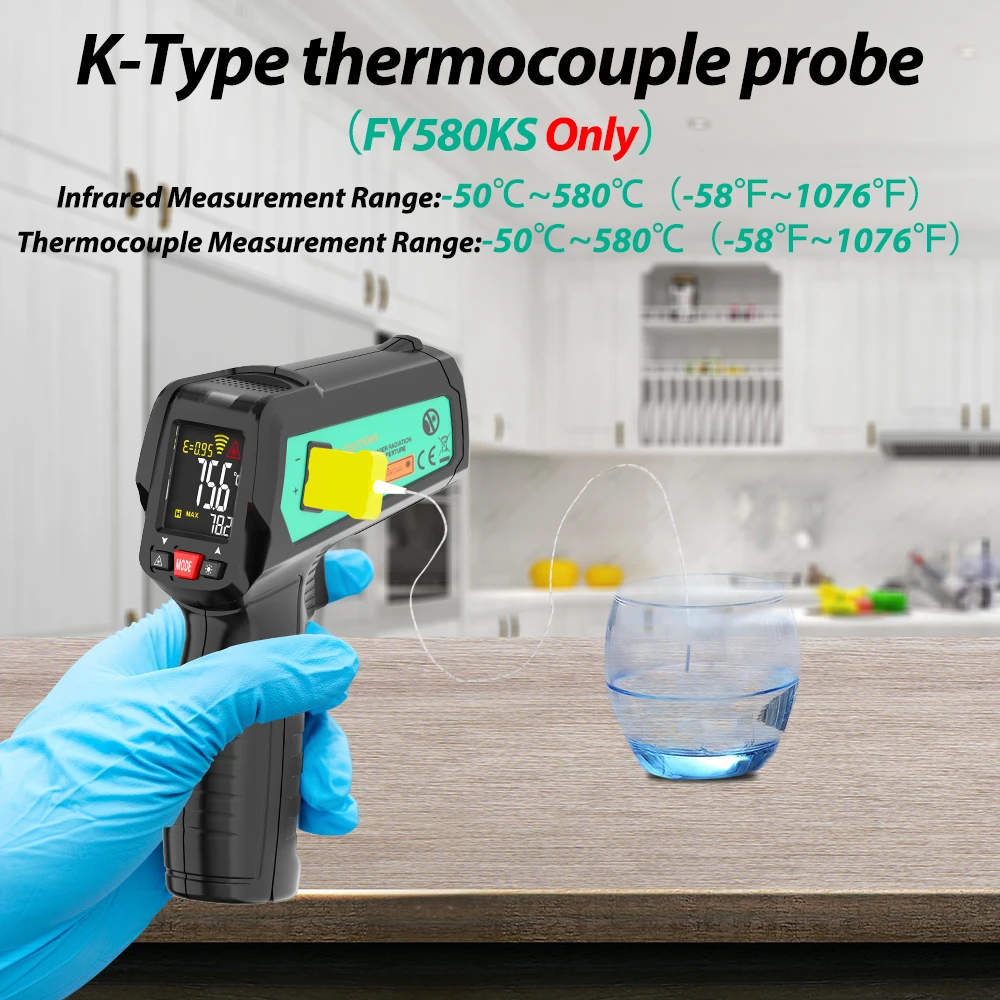 MASTFUYI 13 Laser Point Infrared Thermometer, Non-contact -50~580°C Digital Laser Temperature Meter Gun, Temperature Sensor