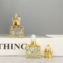 10ml Portable Glass Roll on Bottles for Essential Oil Arabic Golden Refillable Perfume Bottles Empty Roller Ball Containers