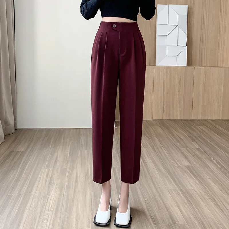 Pantalon imbibé de radis pour femme, taille haute, droit, petit, court, conique, sarouel, tube de fumée, fjautomne, printemps, nouveau, 2023