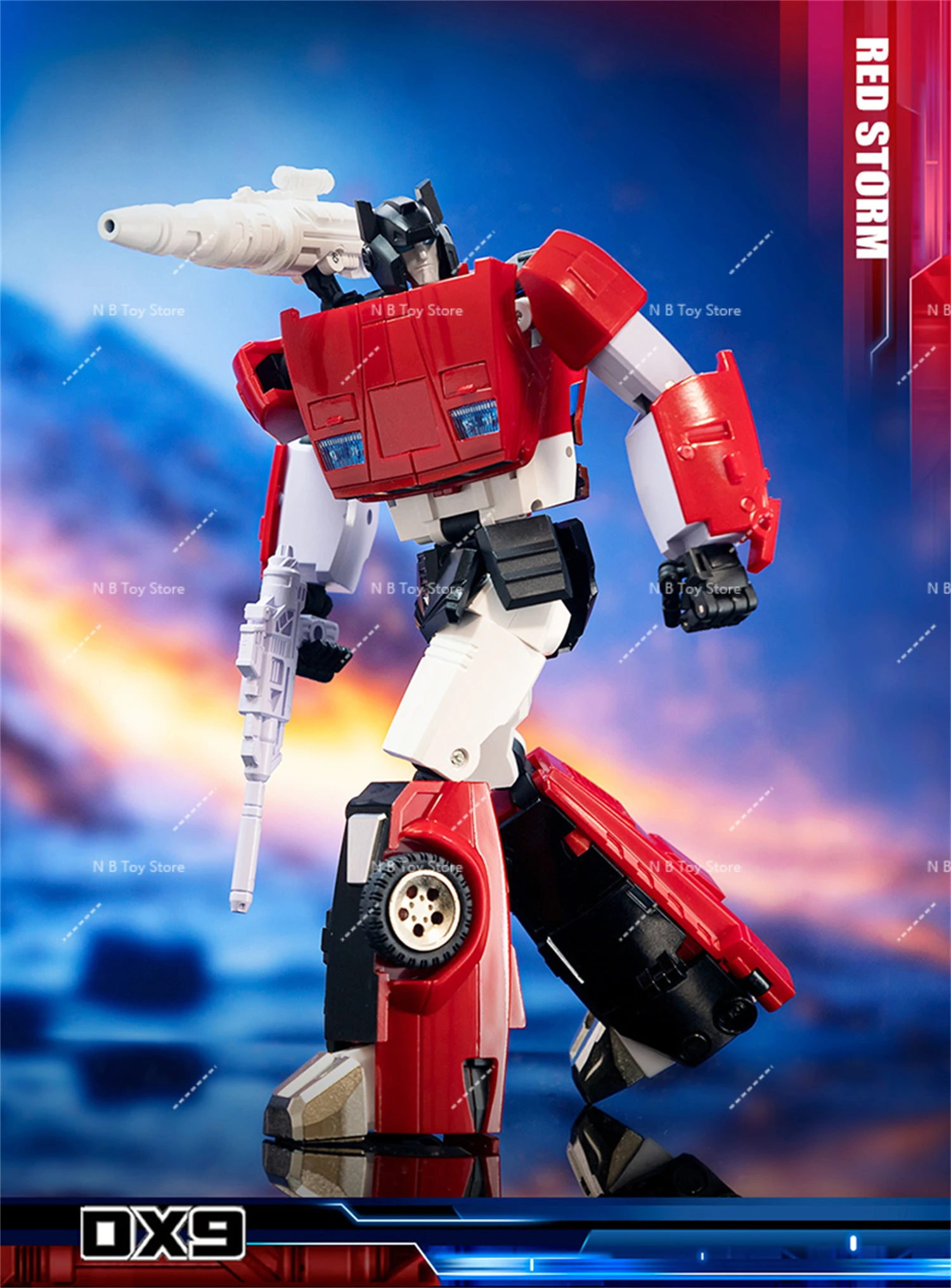 【En stock】 Figura de acción transformable G1 DX9 D21 Sideswipe Red Storm con caja