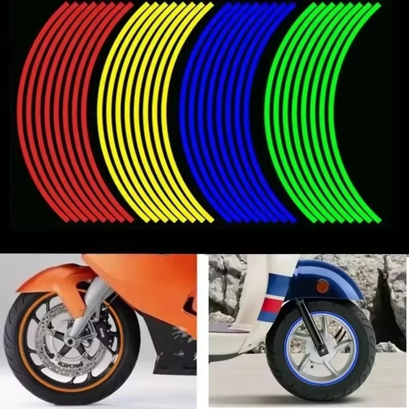 

1/4 sets Car Styling Strips Reflective Motocross Bike Motorcycle Wheel Stickers and Decals Reflective Rim Tape