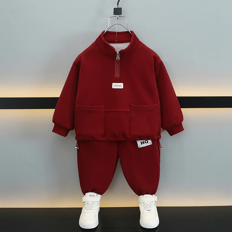 

Модный комплект из толстовки с высоким воротником и брюк для мальчиков, осенняя одежда, комплект из двух предметов, модная одежда для мальчиков-подростков