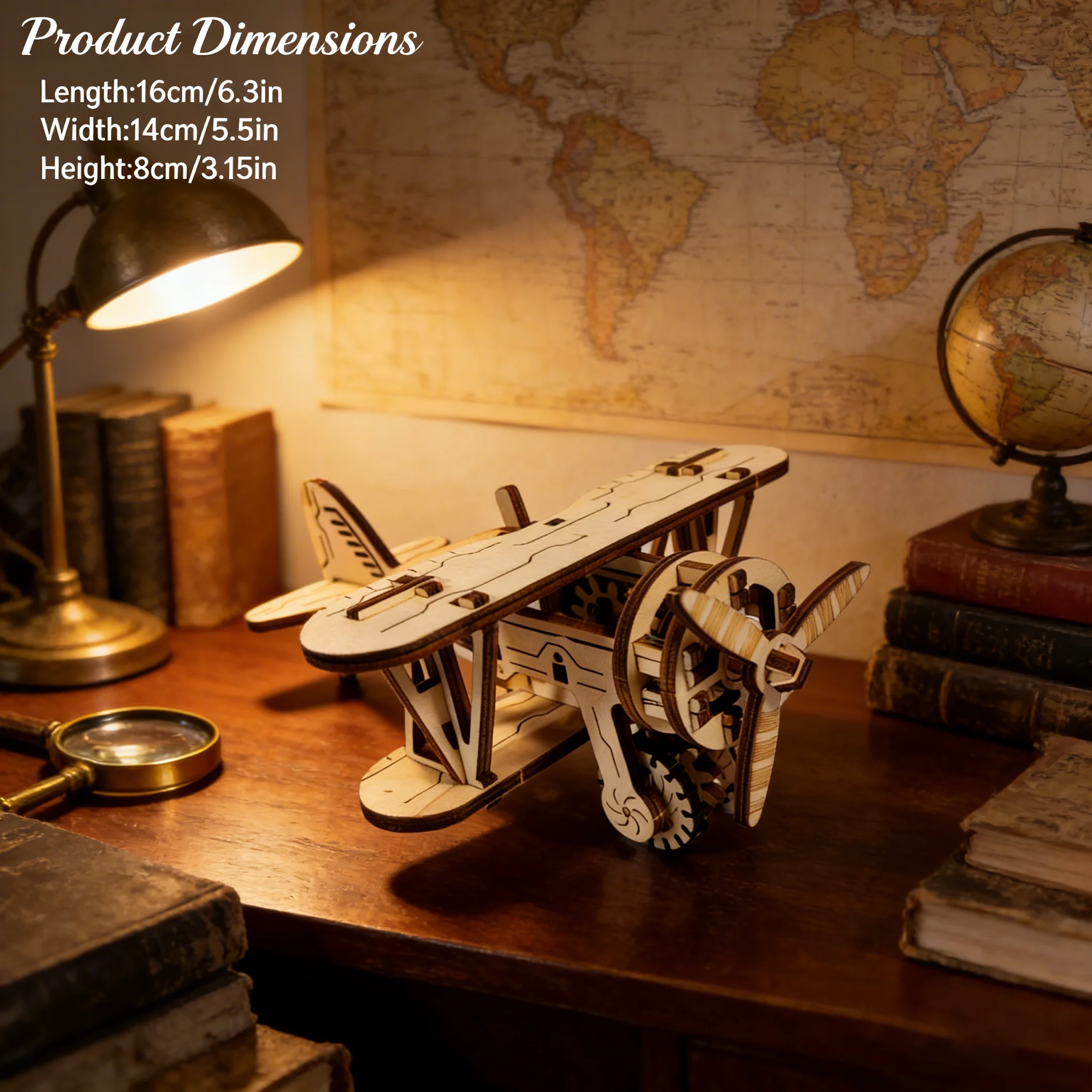 Drewniane puzzle 3D - samolot, model do samodzielnego montażu, idealny na prezent urodzinowy, Halloween, Wielkanoc, Boże Narodzenie lub Nowy Rok