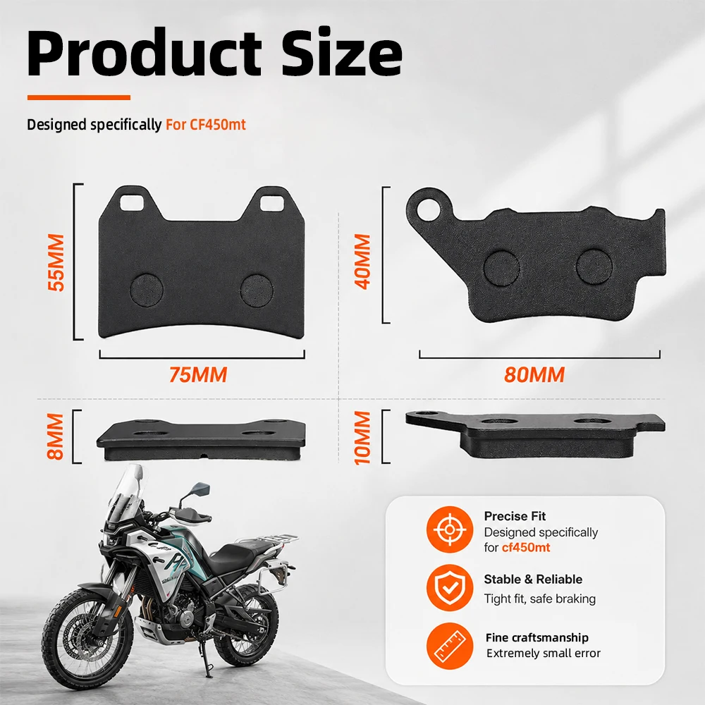 For CFMOTO 450MT MT450 IBEX 450 LBEX450 Front Brake Pads Rear Pad Disc Brake Pads Add Graphite ADV Motorcycle Part Durable