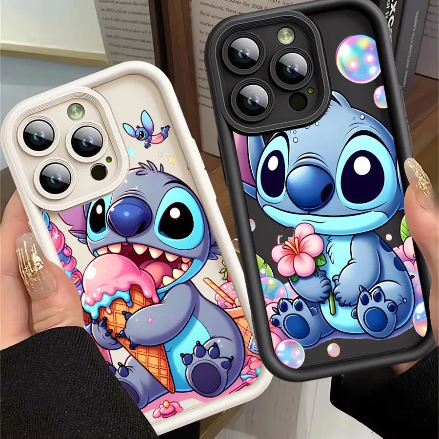 Cartoon Disney Cute Stitch For iPhone 16 15 promax Phone Case for iphone 13 case Anti-Fall Silicone Cover Shockproof Soft Covers