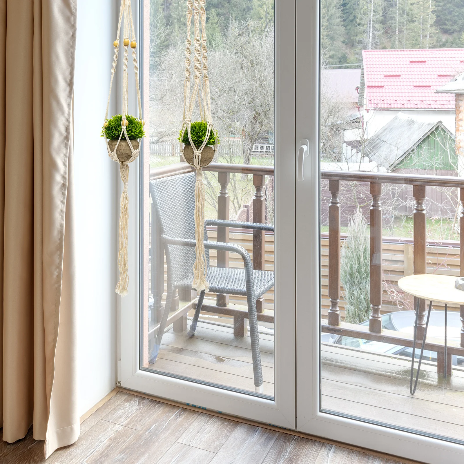 

4Pcs Hand Woven Planter Hanger Macrame Plant Basket with Hanging Ring for Home Wall Mount Flowerpot Storage Macrame Plant Hanger