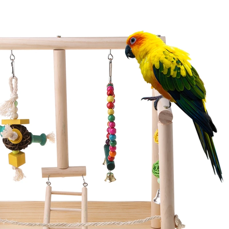 2022 New Parrot Swing Climbing Ladder Desktop Stand Wooden Playground Training Perch Toy