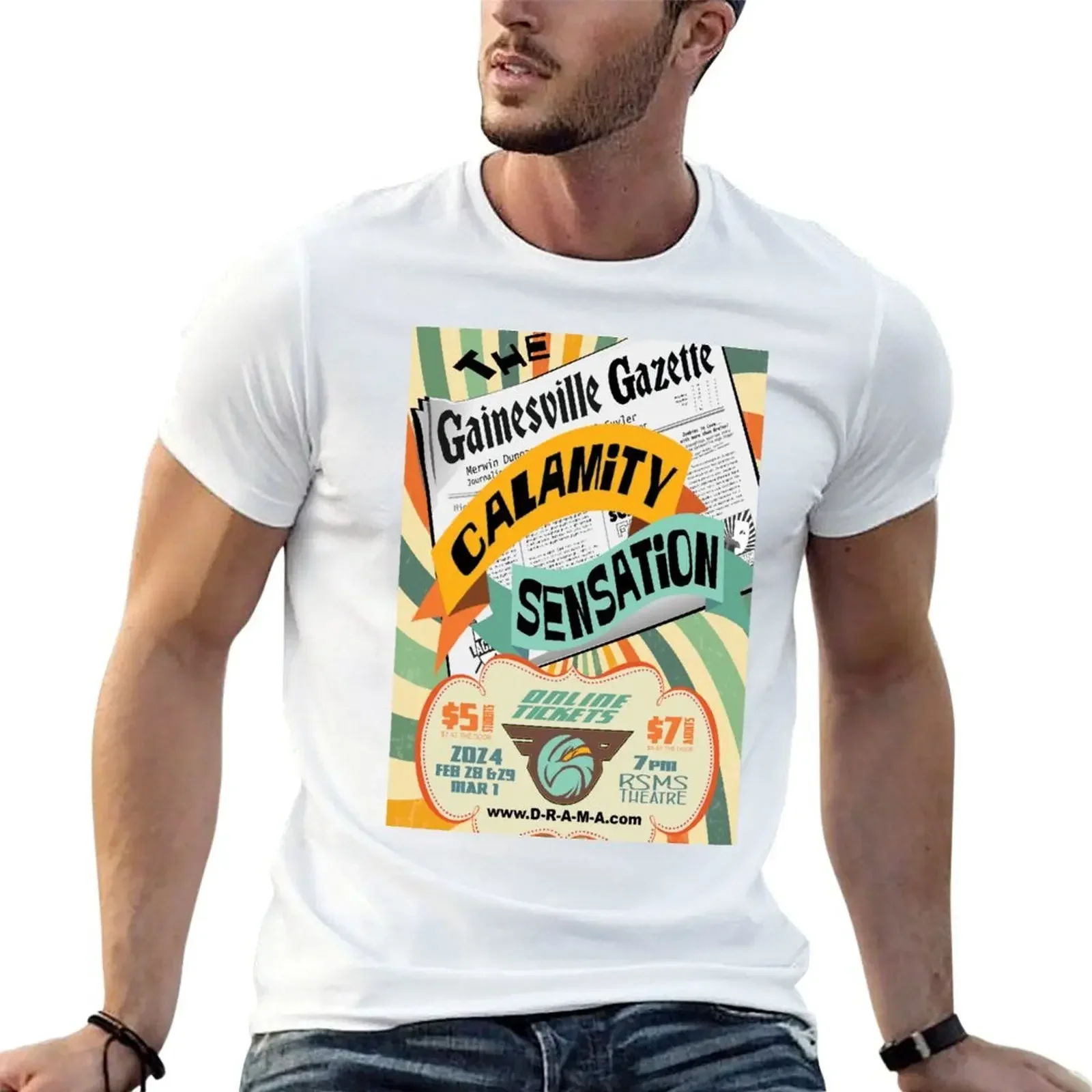 The Gainesville Gazette Calamity Sensation T-shirt vintage plus sizes oversized oversizeds tshirts for men